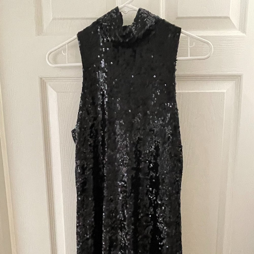 Alice & Olivia Black Sequined Sleeveless Mini Dress Size XS